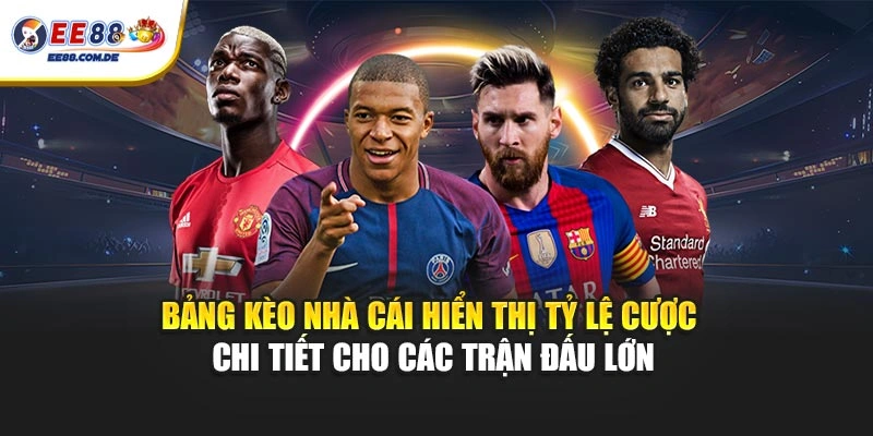 Bảng kèo nhà cái hiển thị tỷ lệ cược chi tiết cho các trận đấu lớn Bảng kèo nhà cái hiển thị tỷ lệ cược chi tiết cho các trận đấu lớn
